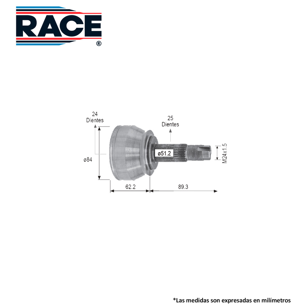 JUNTA LADO RUEDA IZQ-DER DODGE RAM 700 1.6L 018-020 MANUAL (25EXT-24INT)