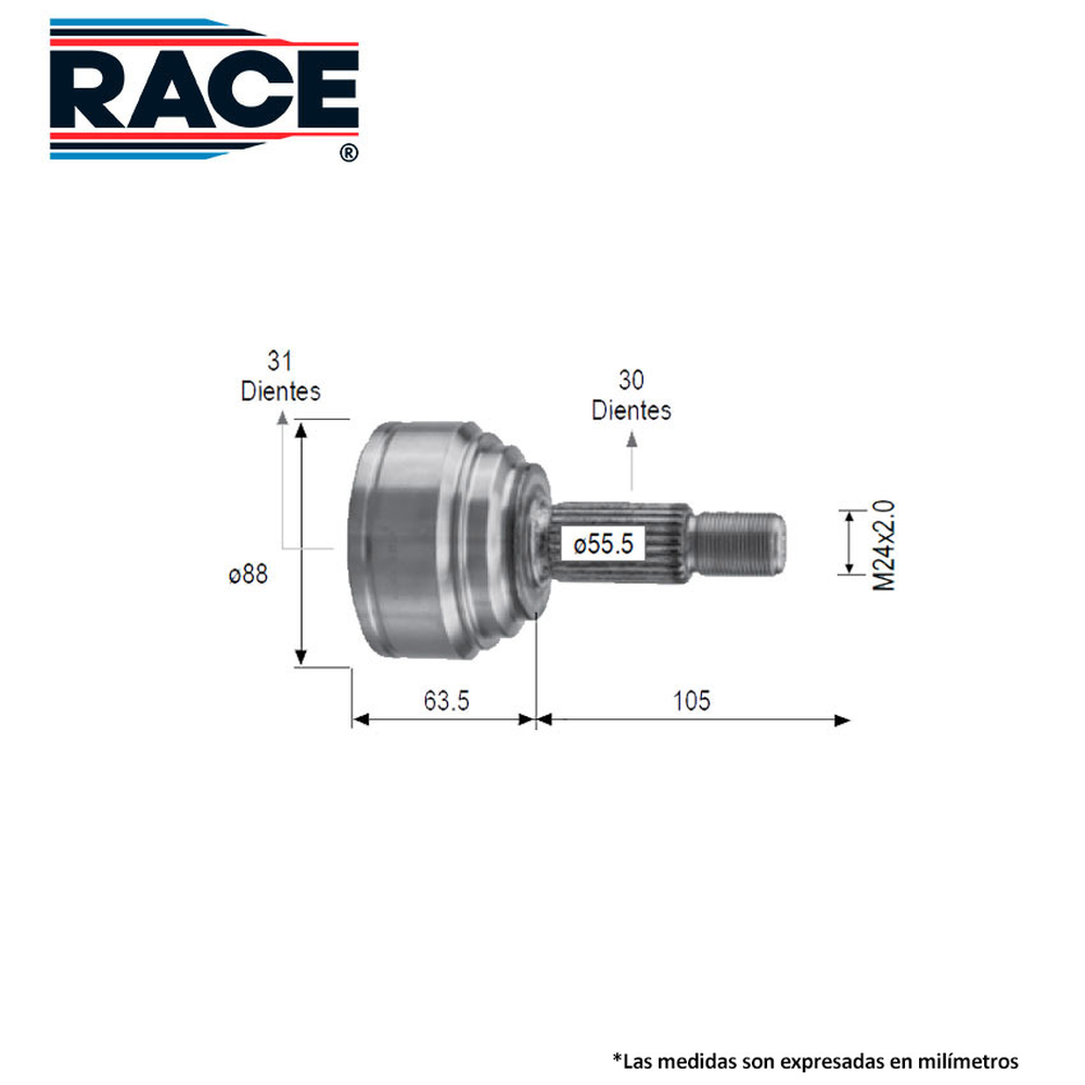 JUNTA LADO RUEDA IZQ-DER FORD FIESTA 1.6L 2011-2019 (T/M) (30EXT-31INT)