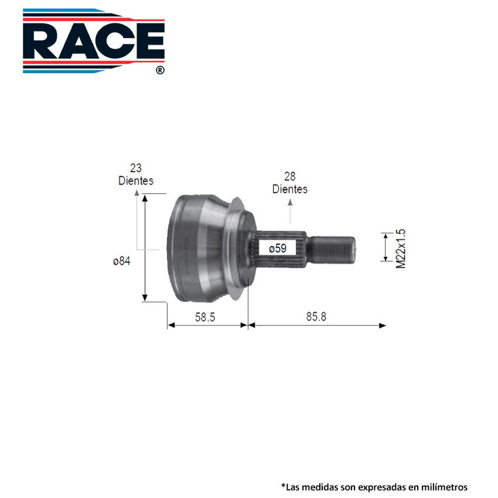 JUNTA LADO RUEDA IZQ-DER MAZDA 3  2.5L  2014-2018 (T/AUT) 28EXT-23INT (S/ABS)