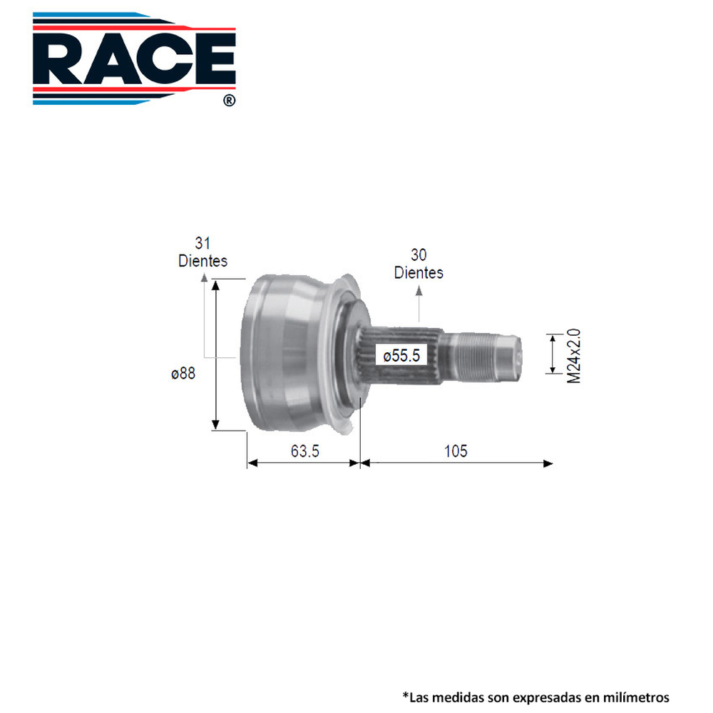 JUNTA LADO RUEDA IZQ-DER CHEVROLET SONIC 1.6L 2012-2017 (T/AUT)