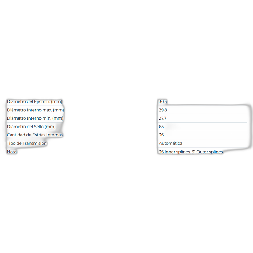 JUNTA LADO RUEDA IZQ-DER MAZDA CX-9 3.5L 3.7L 07-014, FORD EDGE 3.5L 07-014 (T/AUT)