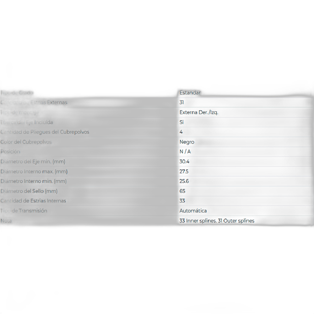 JUNTA LADO RUEDA IZQ-DER MAZDA CX-7 07-012, EDGE 3.5L 07-013 (44D ABS)