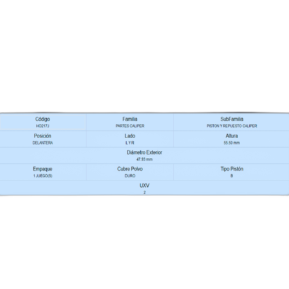 PISTON DE CALIPER DELANTERO FORD FIESTA 00-01