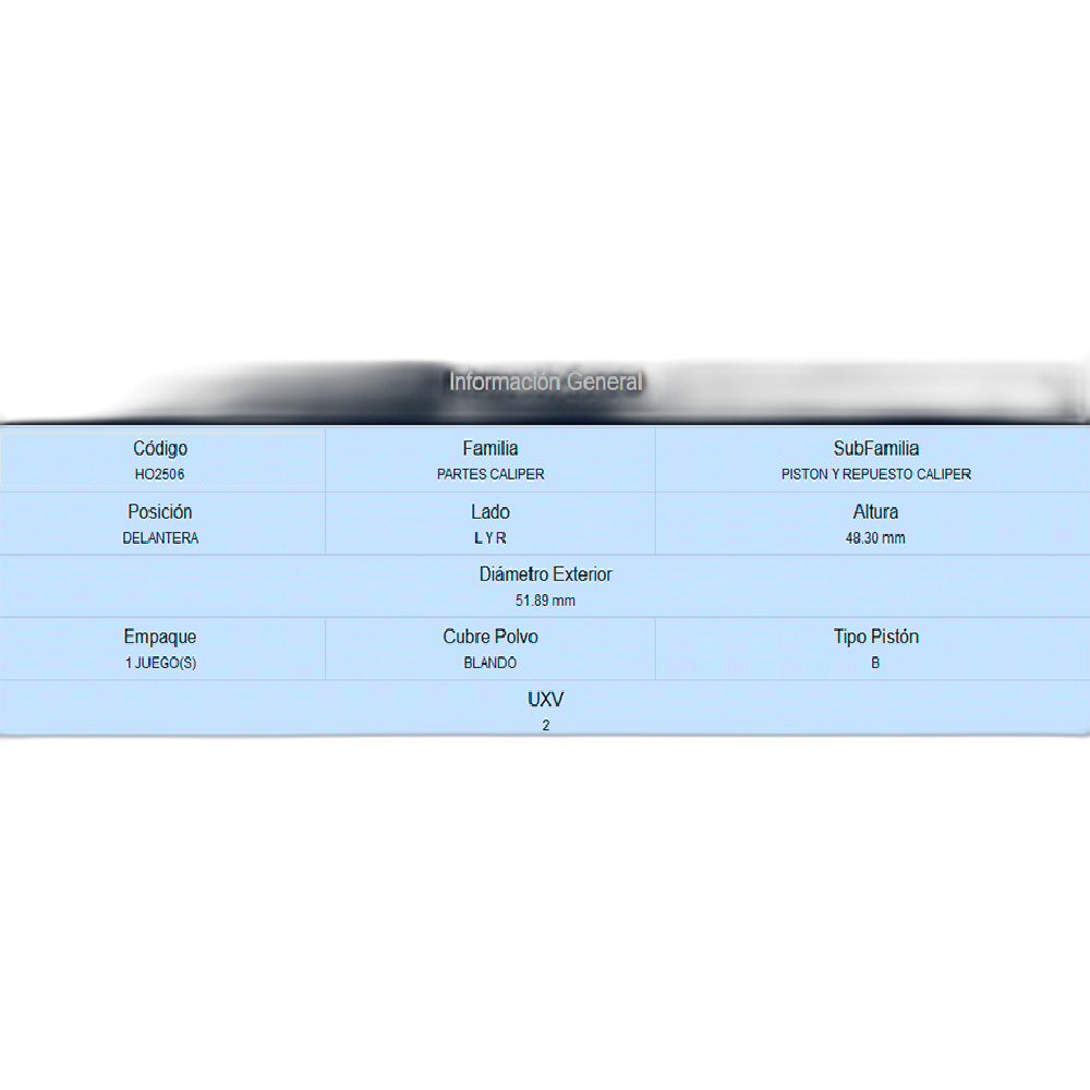 PISTON DE CALIPER DELANTERO CHEVROLET SPARK (CLASICO) 1.2L 011-017, BEAT 1.2L 018-021