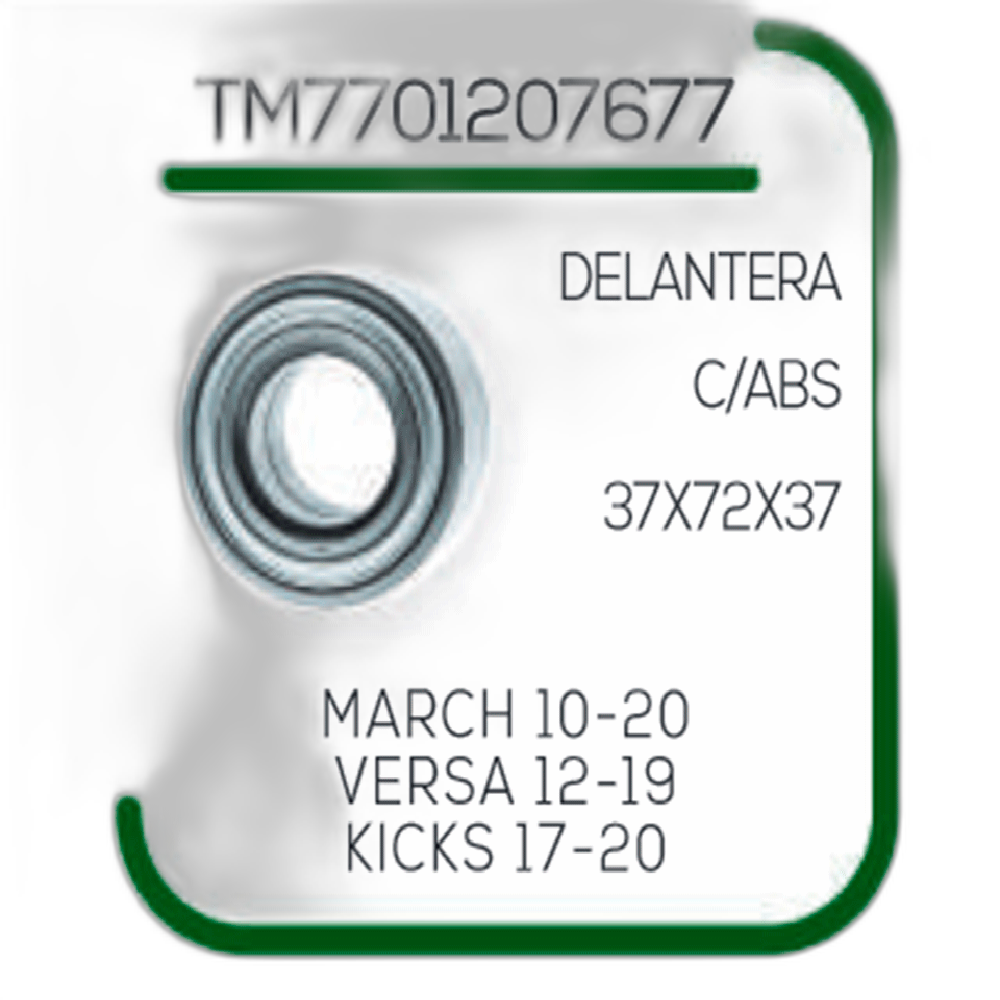 BALERO DOBLE RUEDA DELANTERA MARCH 012-023, VERSA NOTE 012-019, PLATINA 02-010, KICKS 017-023 (C/ ABS)