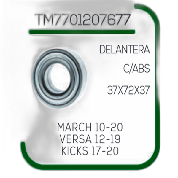 BALERO DOBLE RUEDA DELANTERA MARCH 012-023, VERSA NOTE 012-019, PLATINA 02-010, KICKS 017-023 (C/ ABS)