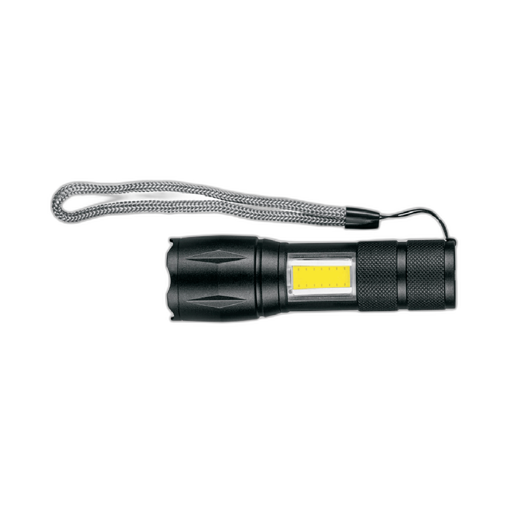 LINTERNA LED RECARGABLE DE ALUMINIO C/LUZ LATERAL, 270 LM