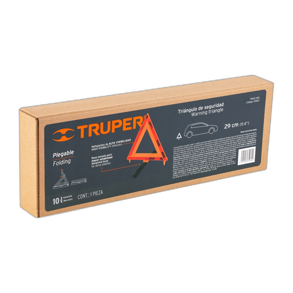 TRIANGULO DE SEGURIDAD DE PLASTICO 29 CM. (TRISE-290)