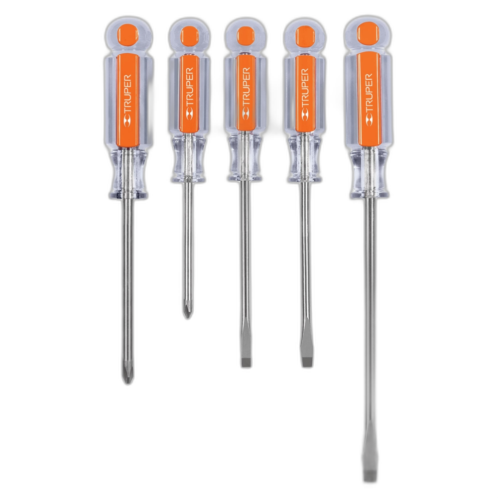 JUEGO DE 5 DESARMADORES MANGOS DE ACETATO