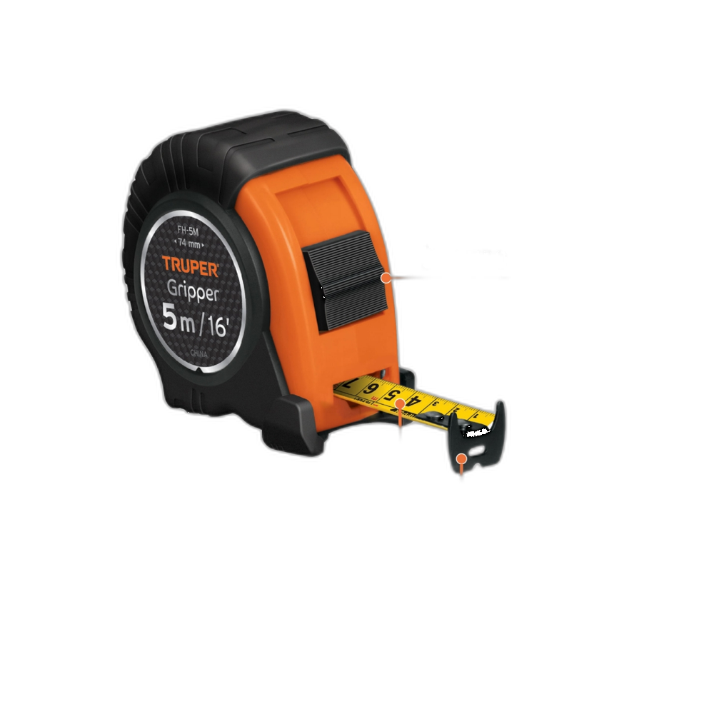 FLEXOMETRO GRIPPER, CONTRA IMPACTO, 5 M, CINTA 19 MM