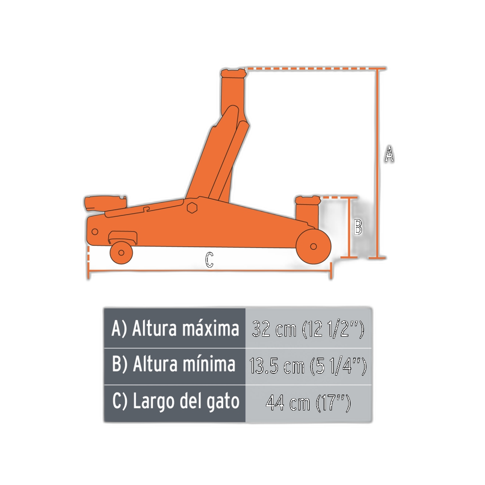 GATO HIDRAULICO DE PATIN 2 TOLS CON MALETIN