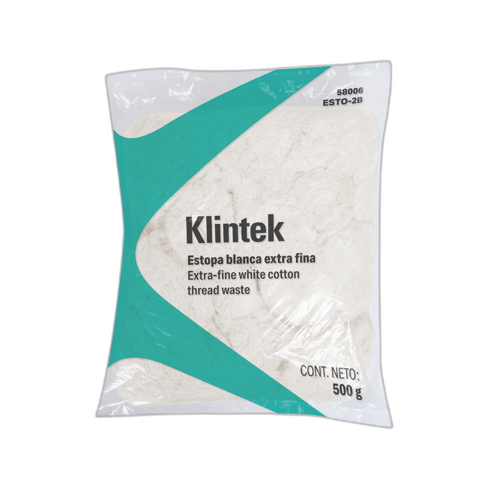 BOLSA DE 1/2 KG DE ESTOPA COLOR BLANCA, KLINTEK