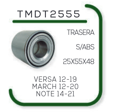 BALERO DOBLE RUEDA TRASERA VERSA 2012-2019, MARCH 2012-2020, NOTE 2014-2019 (S/ABS)