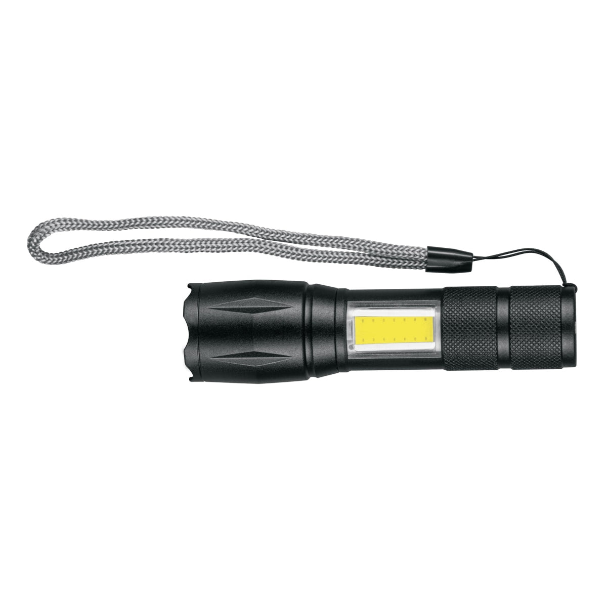 LINTERNA LED RECARGABLE DE ALUMINIO C/LUZ LATERAL, 270 LM
