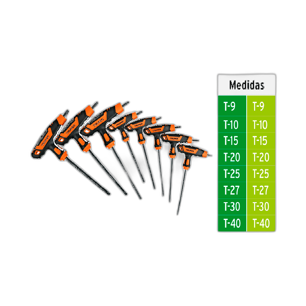 JGO DE 8 LLAVES TORX MANGO T, T9-T40