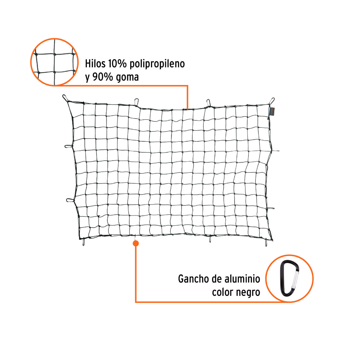 RED DE CARGA 1.80 M X 1.20 M PARA CAMIONETA, 1.5 TON, TRUPER