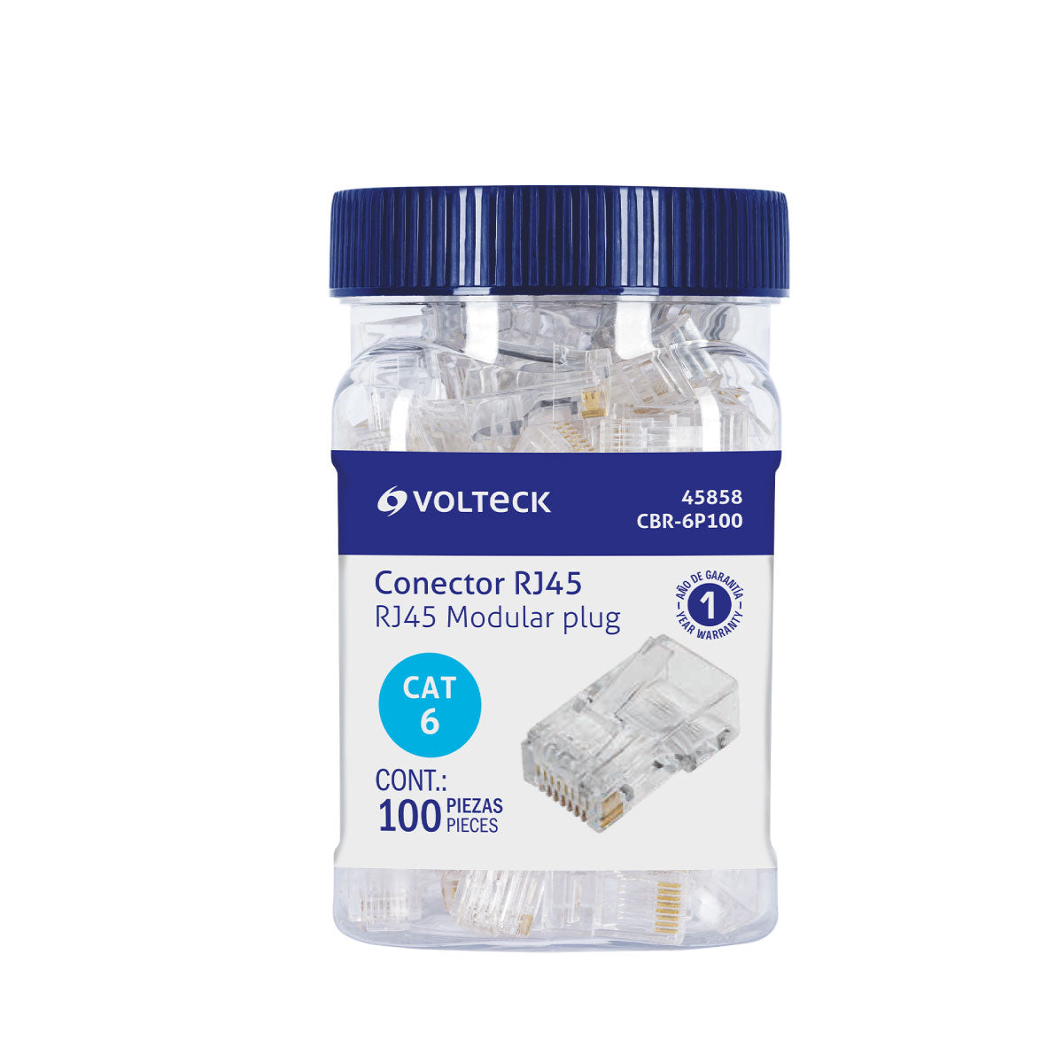 CONECTOR PLUG RJ45 CAT6 BOTE 100 PZAS VOLTECK