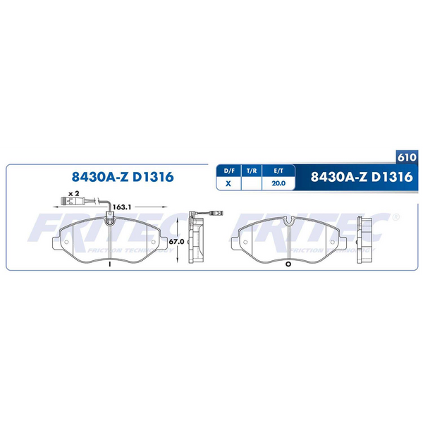 BALATA DELANTERA SPRINTER 315 CDI 07-08, VITO 09-012