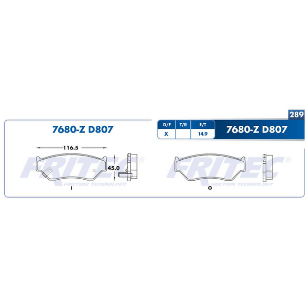 BALATA DELANTERA CHEVROLET TRACKER 99-06