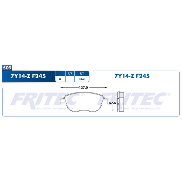BALATA DELANTERA PEUGEOT 307 2.0L 03-010, PEUG 207 1.6L 012-013, FIAT 500 ABARTH 014-019