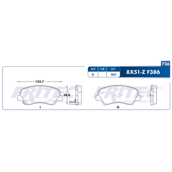 BALATA DELANTERA DODGE ATTITUDE 012-014, RIO 016-020, ACCENT 018-021, K3 024, FLUENCE 015-017