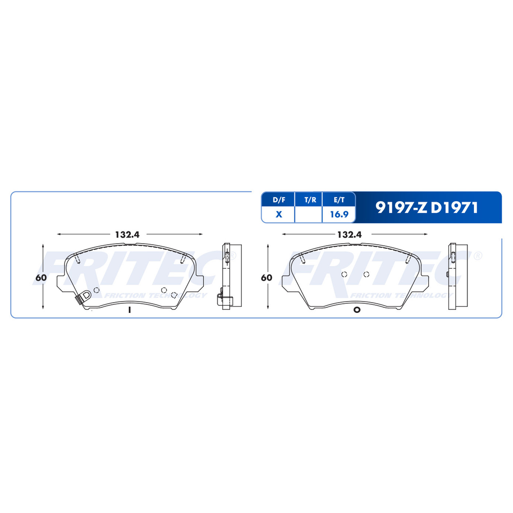 BALATA DELANTERA FORTE 017-019, ELANTRA GT 016-017 (132.4mm LARGO) C/ORIFICIO PARA SEGURO